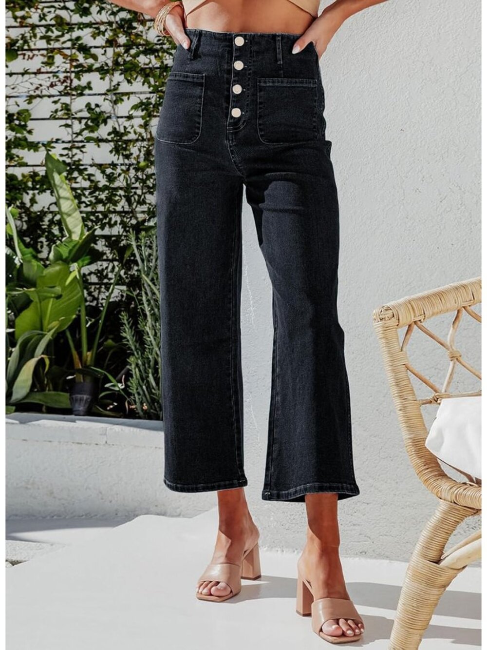 Women's Wide Leg Jeans High Waisted Zimbaplatinum Stretchy Straight Leg Jeans Bu - Picture 2 of 8